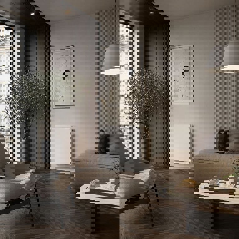 Radiator installed in a hotel room